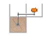 Eine technische Zeichnung von einer Holzhackschnitzel- / Pelletheizung UTSD mit einer Austragung mit Kugelübergabe, welche den Brennstoff vom Lagerraum zu den Heizungen befördert.